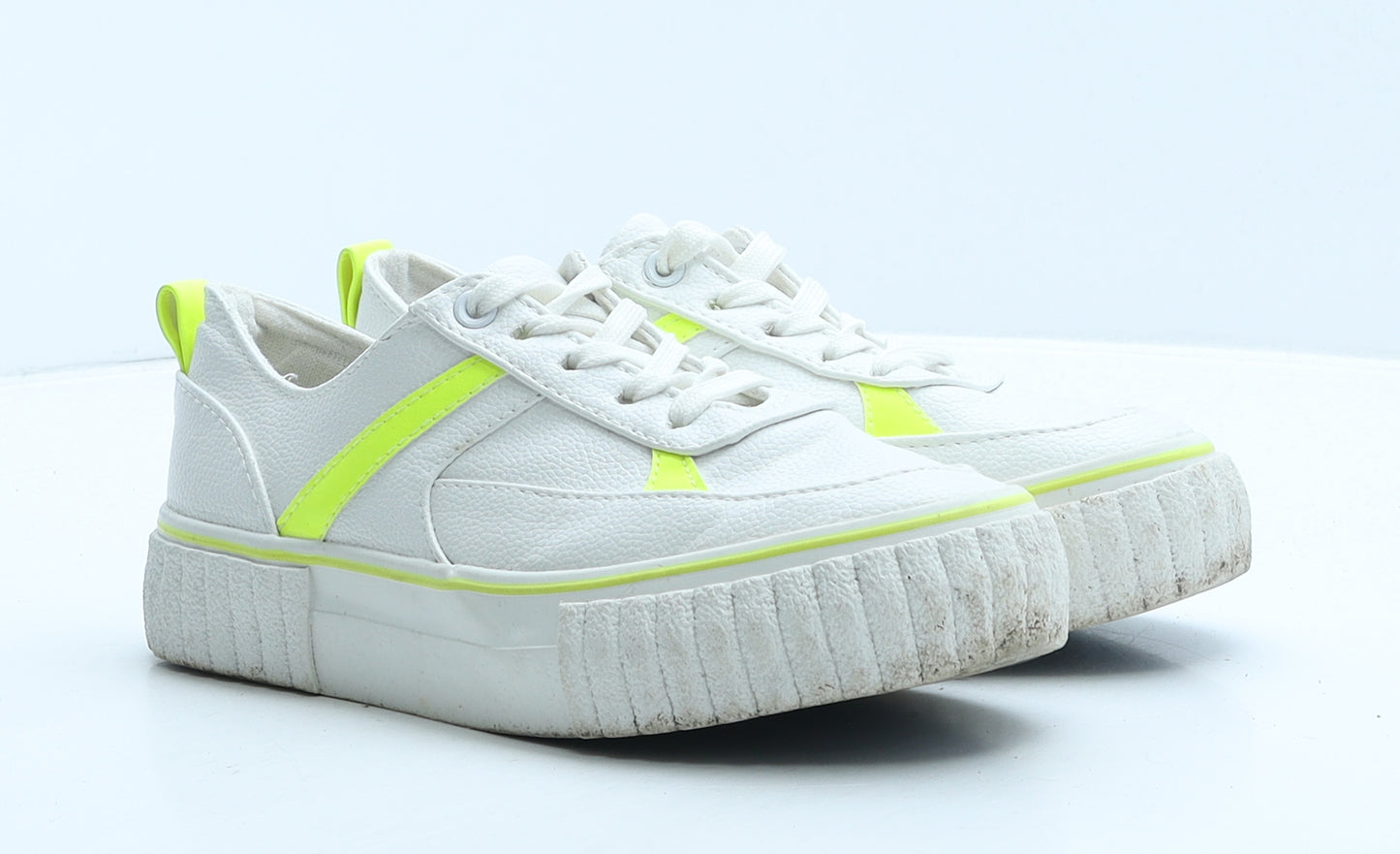 915 Generation Girls White Geometric Leather Trainer UK 4 37