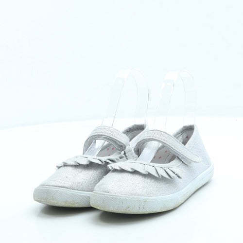Pep & Co Girls Silver Polyester Mary Jane Flat UK 11 29
