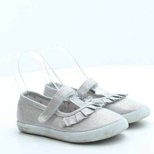 Pep & Co Girls Silver Polyester Mary Jane Flat UK 11 29