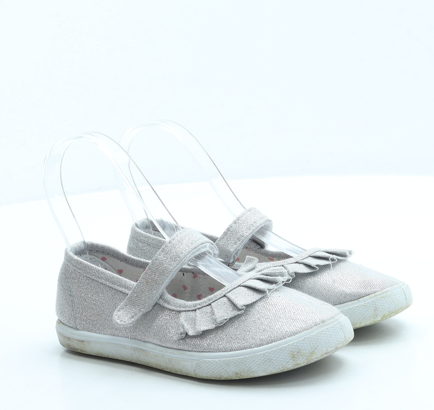 Pep & Co Girls Silver Polyester Mary Jane Flat UK 11 29