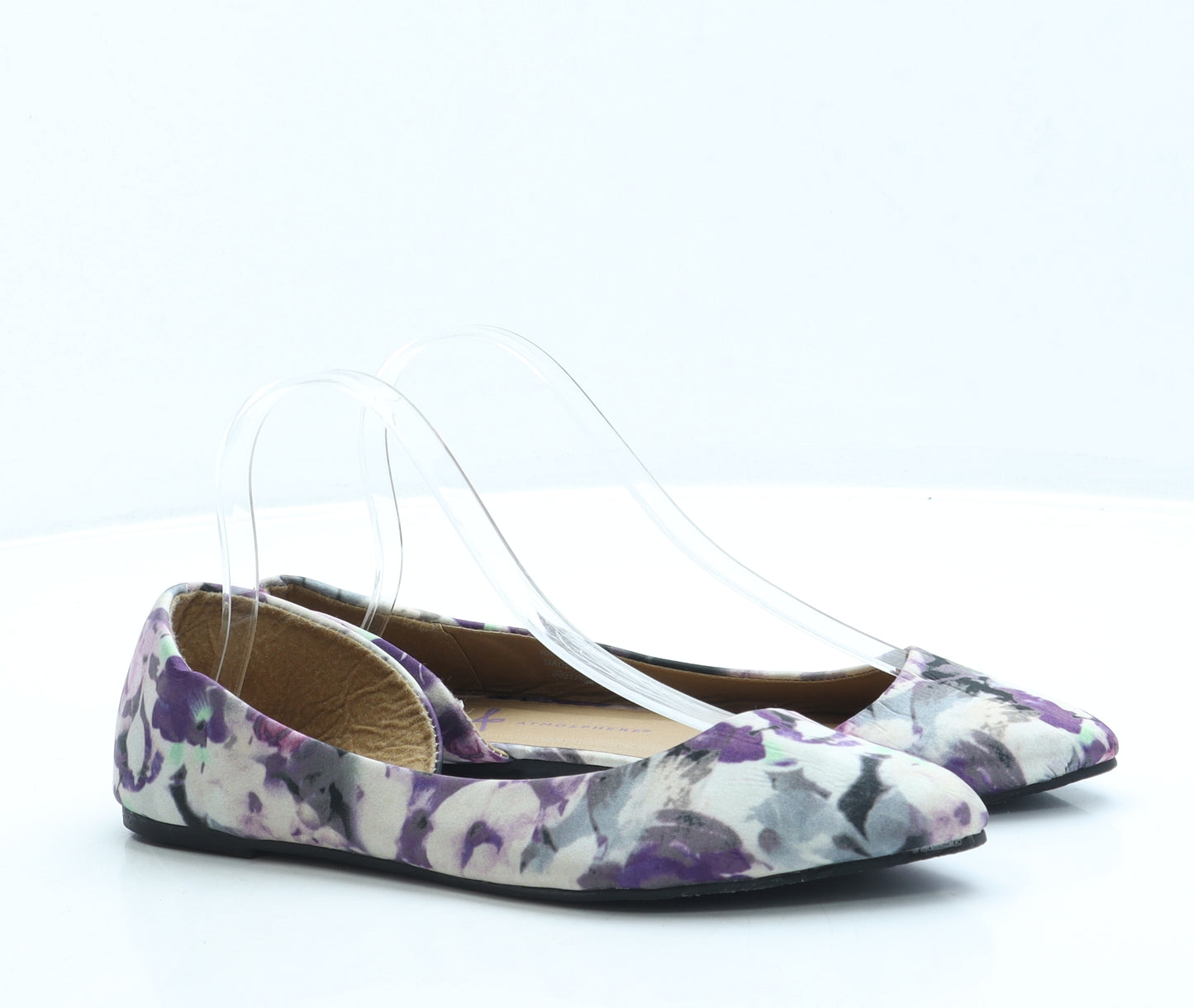 Atmosphere Womens Purple Floral Polyester Flat UK 6 39 US 8