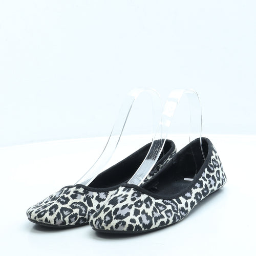 George Womens Black Animal Print Polyester Ballet Flat UK 4 37