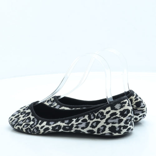 George Womens Black Animal Print Polyester Ballet Flat UK 4 37