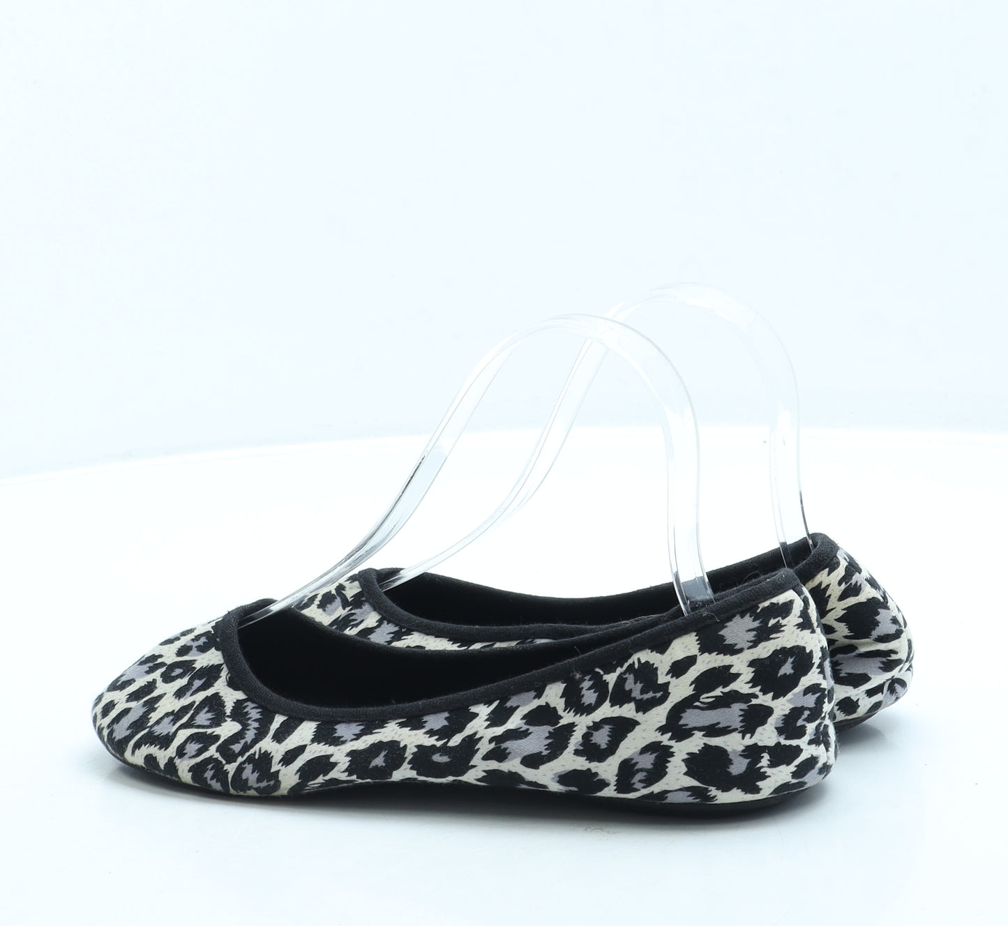 George Womens Black Animal Print Polyester Ballet Flat UK 4 37
