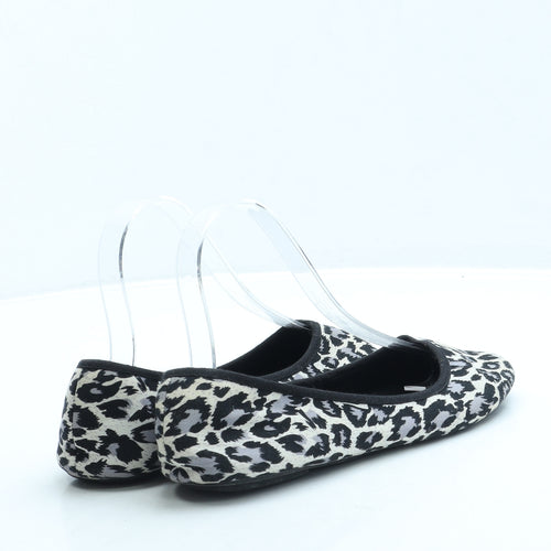 George Womens Black Animal Print Polyester Ballet Flat UK 4 37