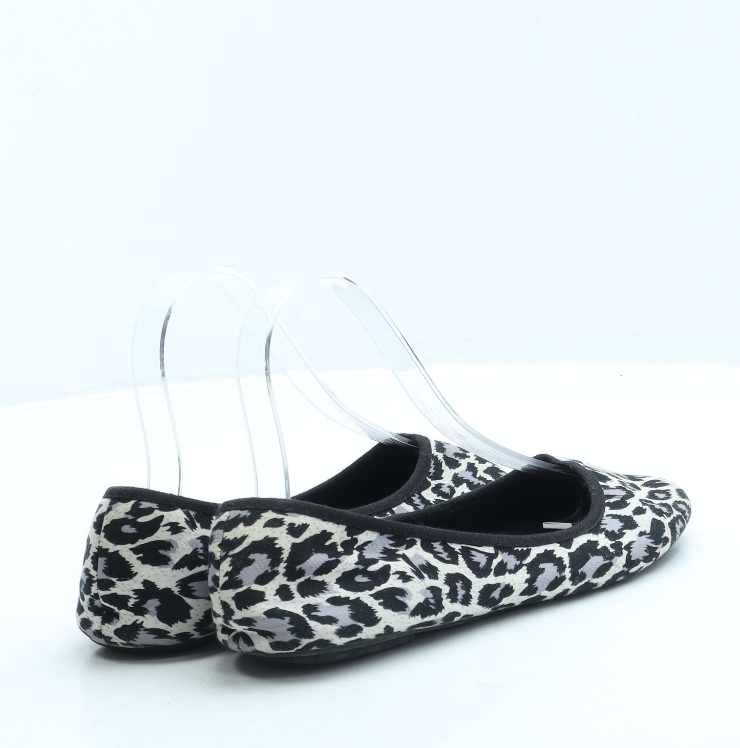 George Womens Black Animal Print Polyester Ballet Flat UK 4 37