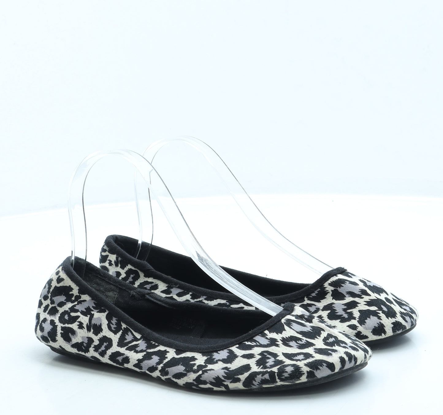 George Womens Black Animal Print Polyester Ballet Flat UK 4 37
