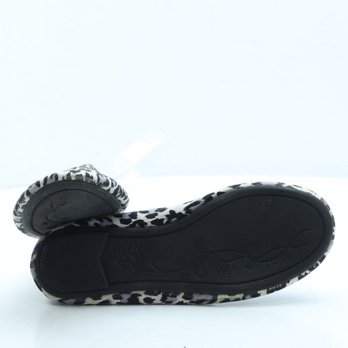 George Womens Black Animal Print Polyester Ballet Flat UK 4 37