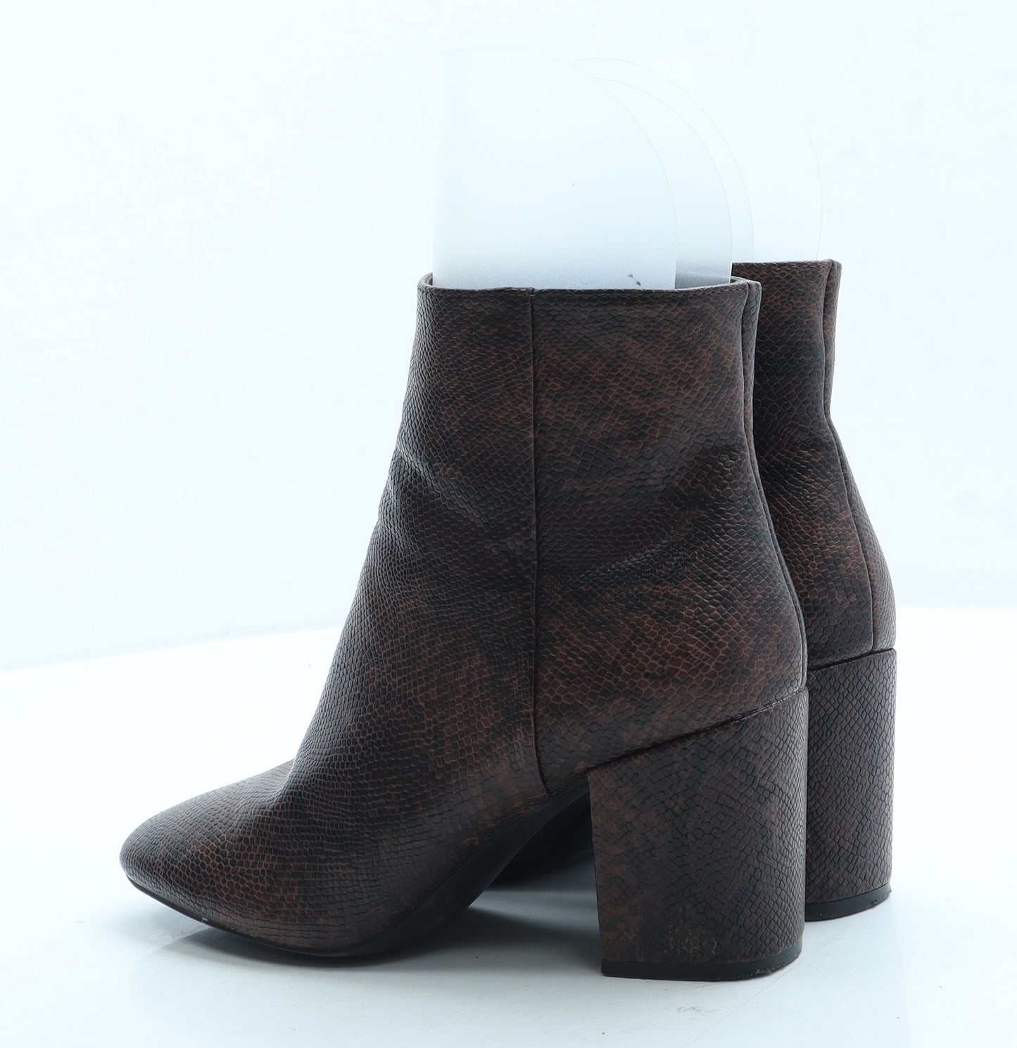 F&F Womens Brown Animal Print Leather Bootie Boot UK 5 38