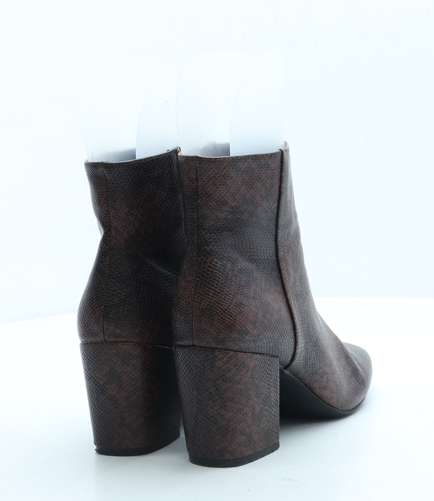 F&F Womens Brown Animal Print Leather Bootie Boot UK 5 38