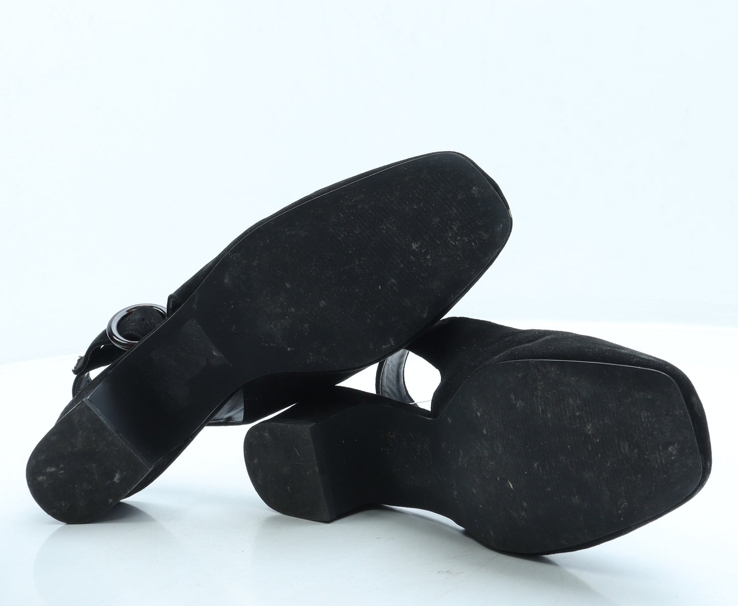 NEXT Womens Black Suede Slingback Flat UK 8 42