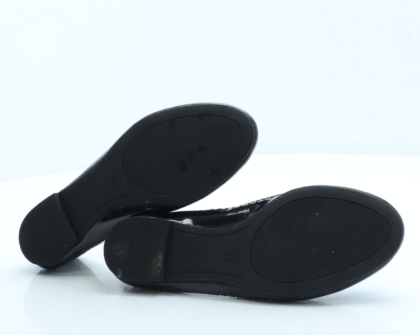 F&F Womens Black Geometric Leather Flat UK 4 37