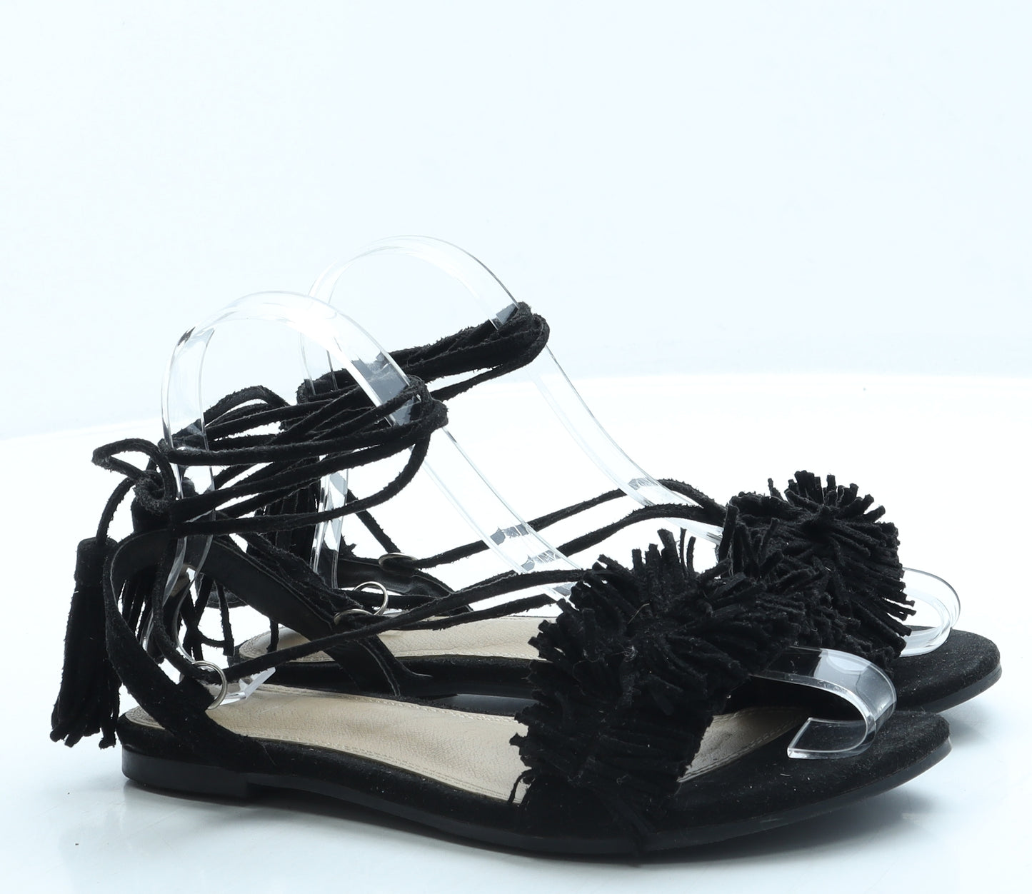 Missguided Womens Black Suede Gladiator Sandal UK 4 37