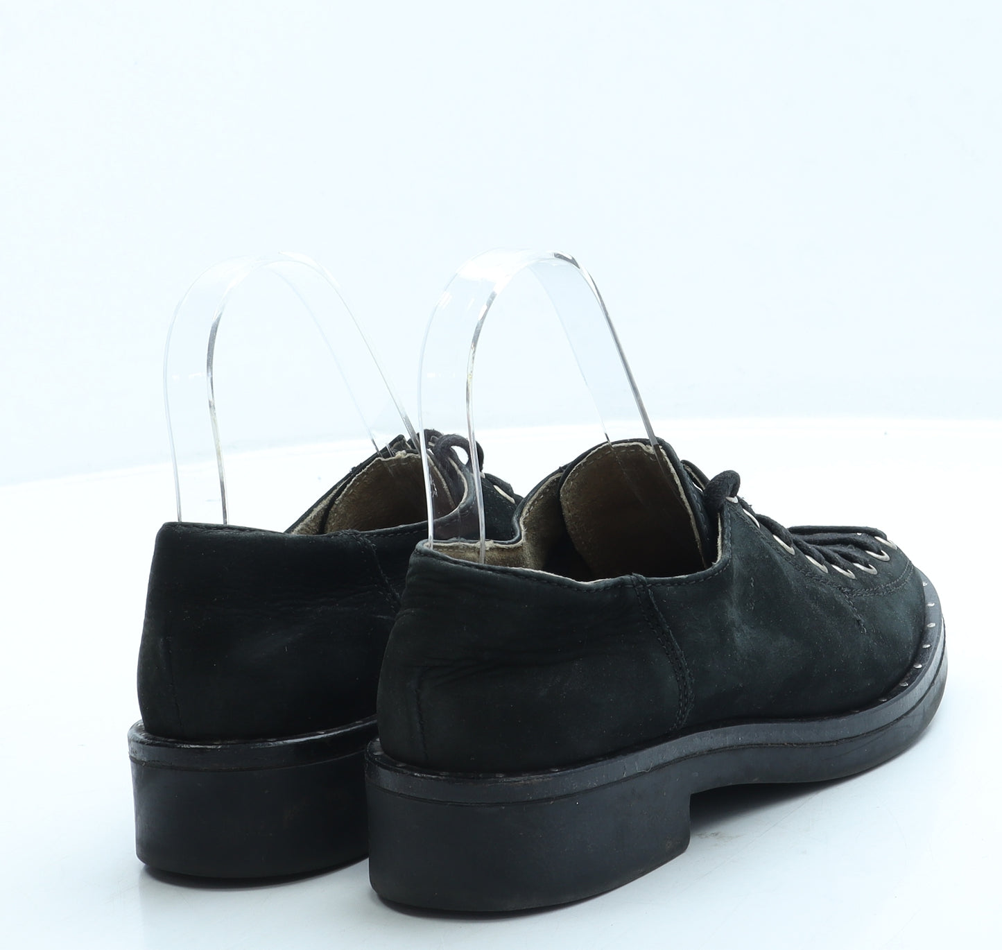 Preworn Womens Black Suede Flat UK 3 36