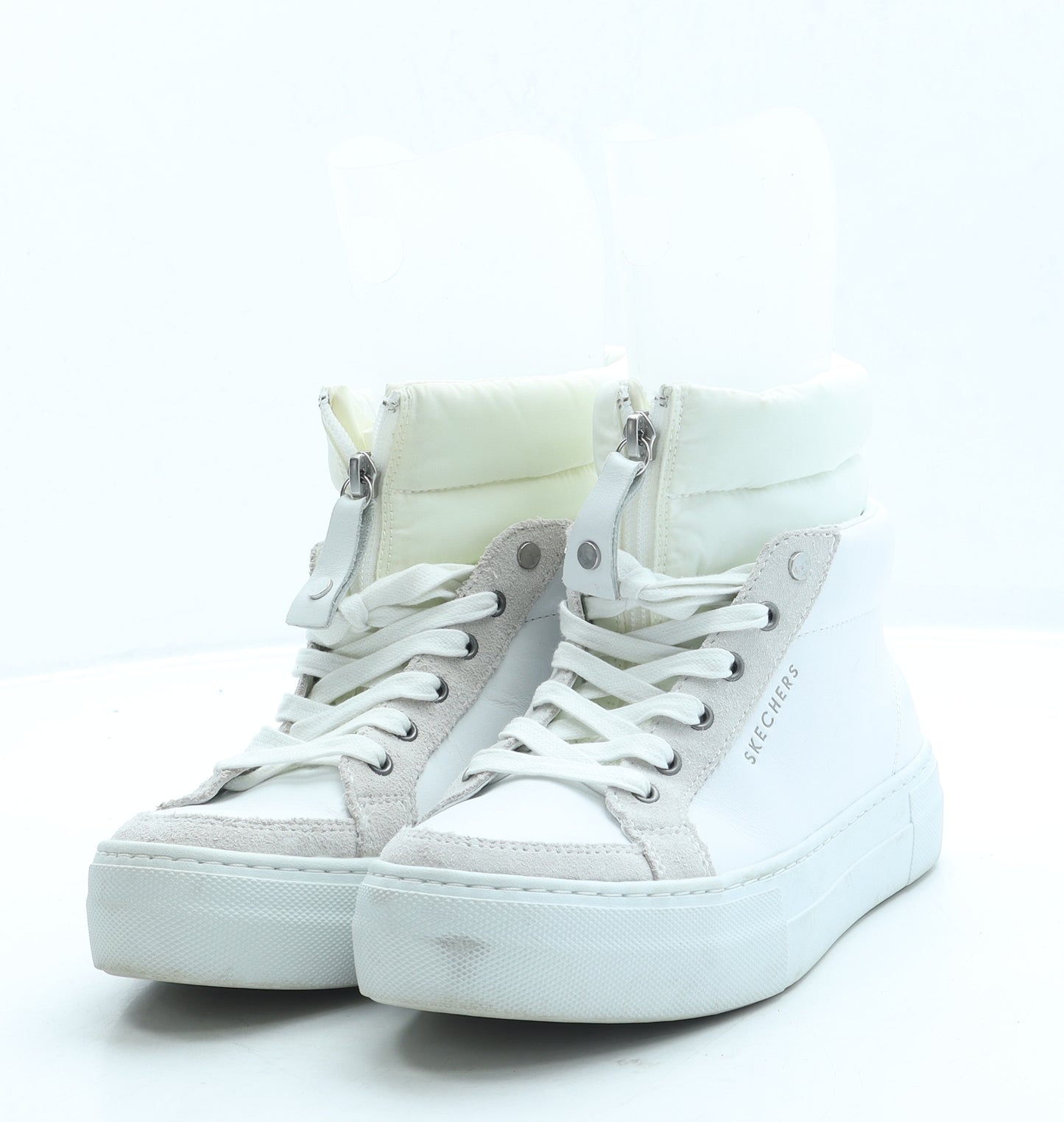 Skechers Womens White Leather Trainer UK 4 37