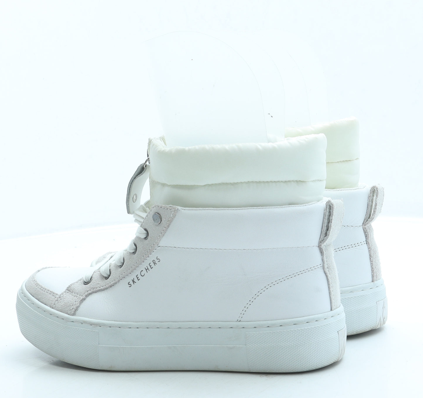Skechers Womens White Leather Trainer UK 4 37