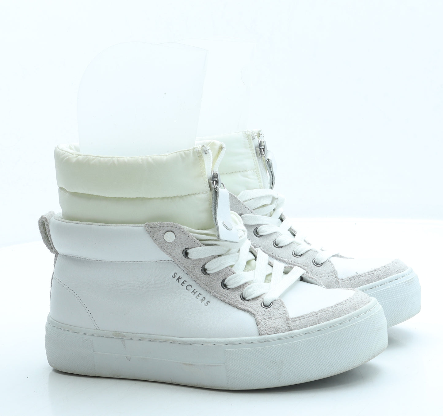 Skechers Womens White Leather Trainer UK 4 37