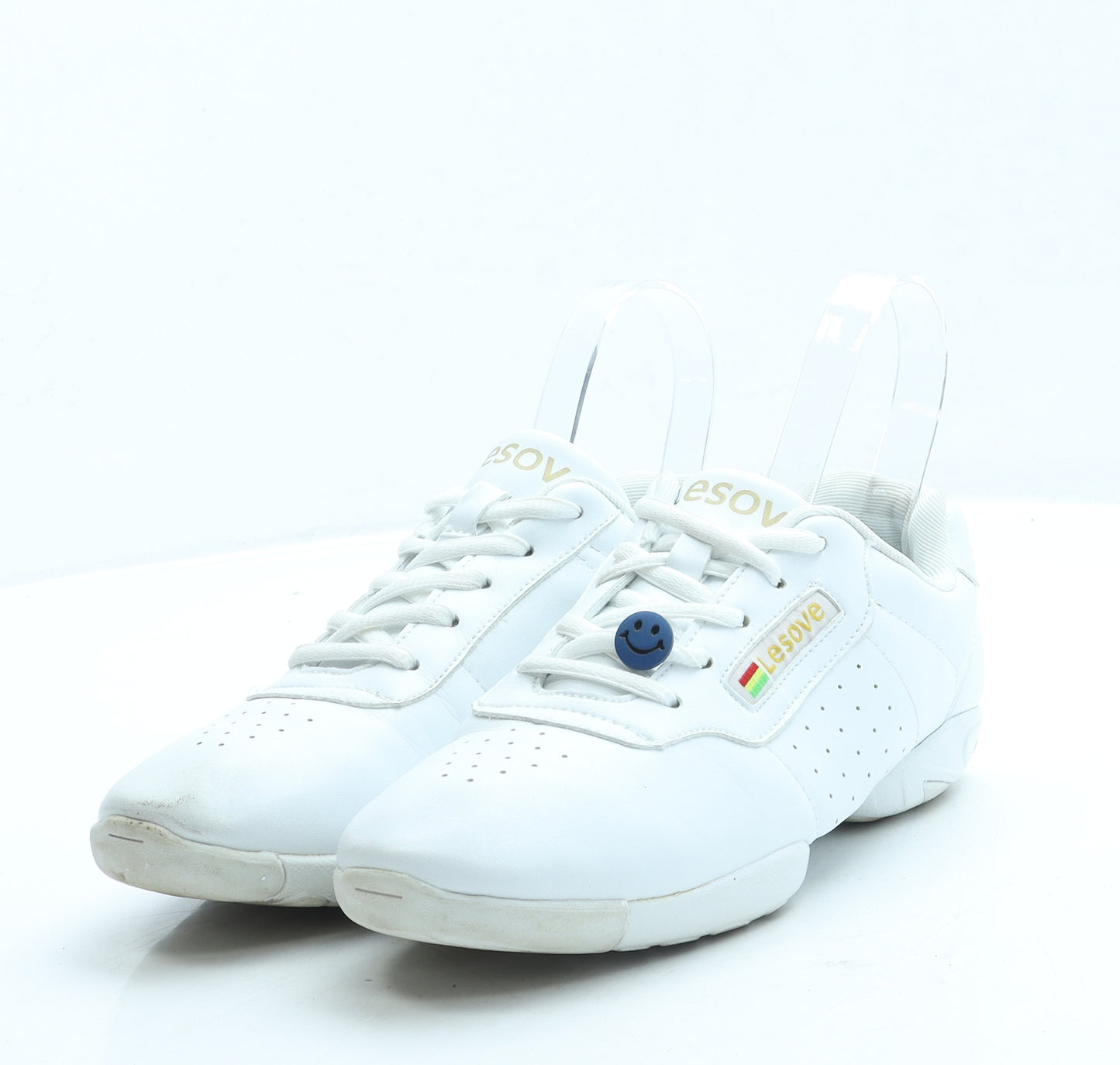 Lesove Womens White Leather Trainer UK 4 37 - Dance Shoes
