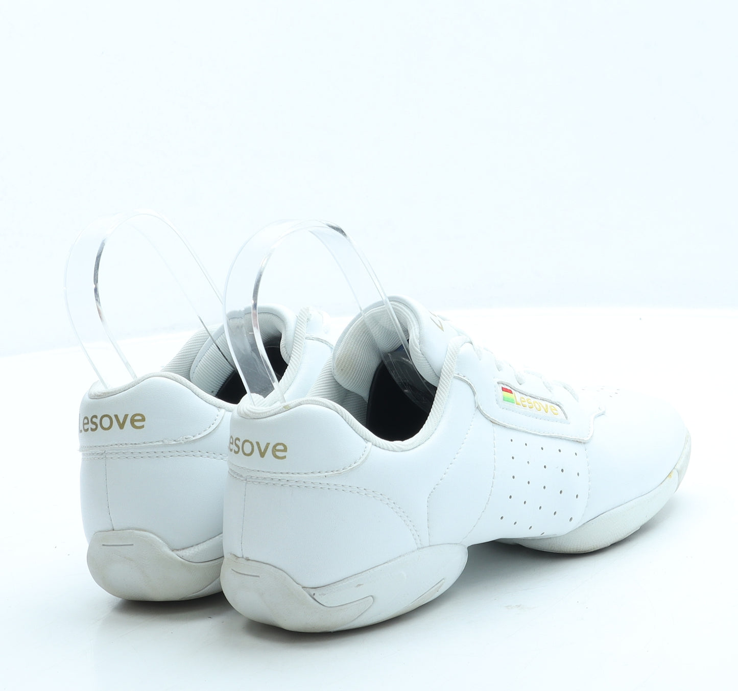 Lesove Womens White Leather Trainer UK 4 37 - Dance Shoes
