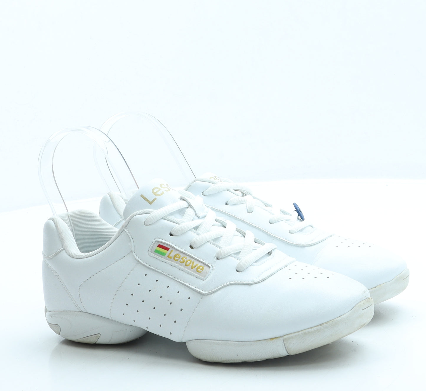 Lesove Womens White Leather Trainer UK 4 37 - Dance Shoes
