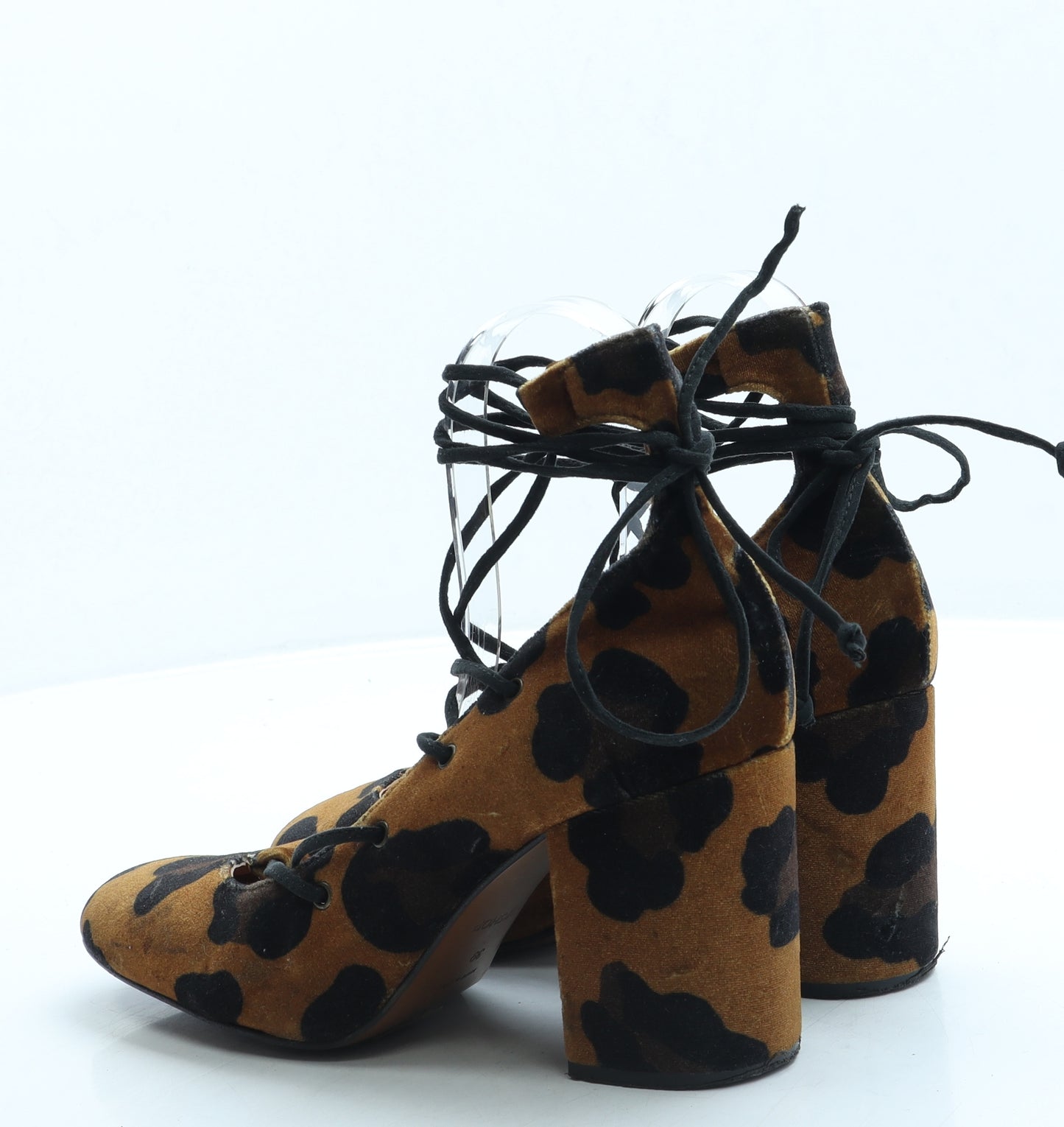 Topshop Womens Brown Animal Print Suede Court Heel UK 6 39