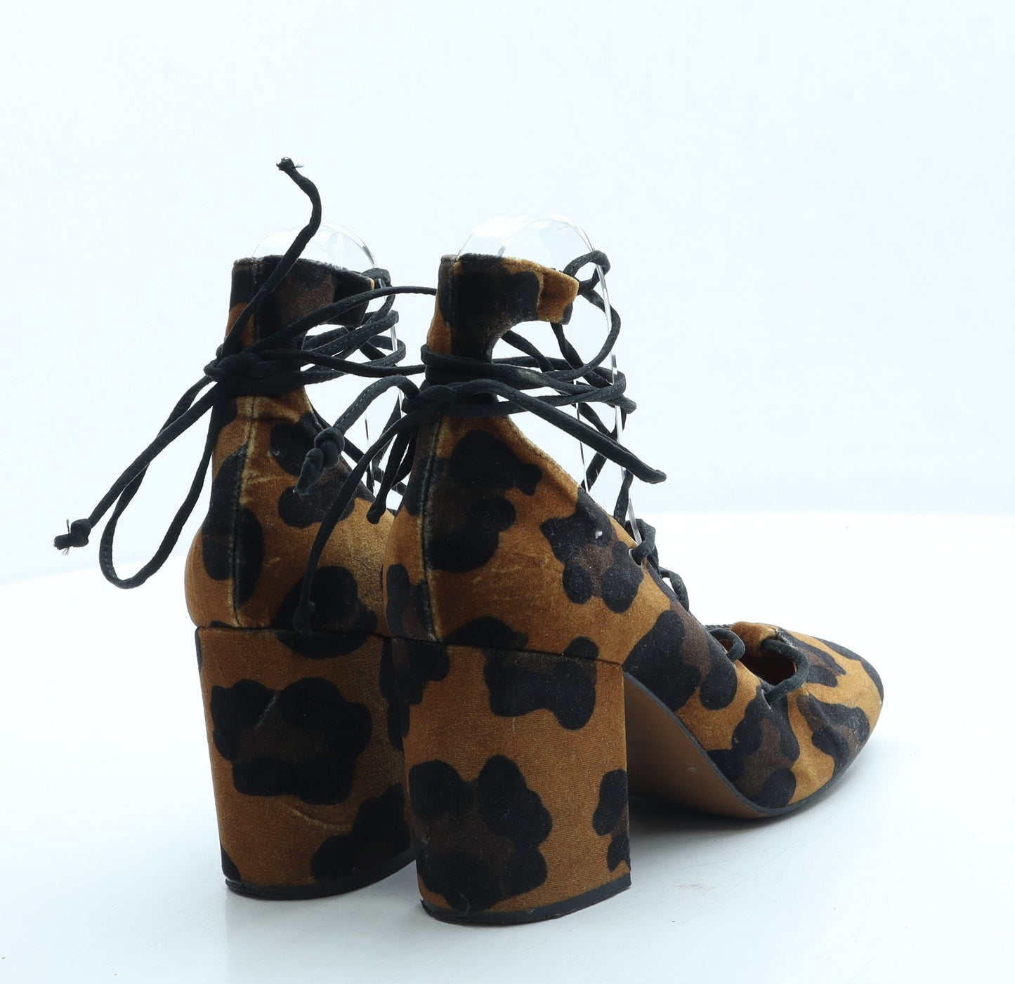 Topshop Womens Brown Animal Print Suede Court Heel UK 6 39