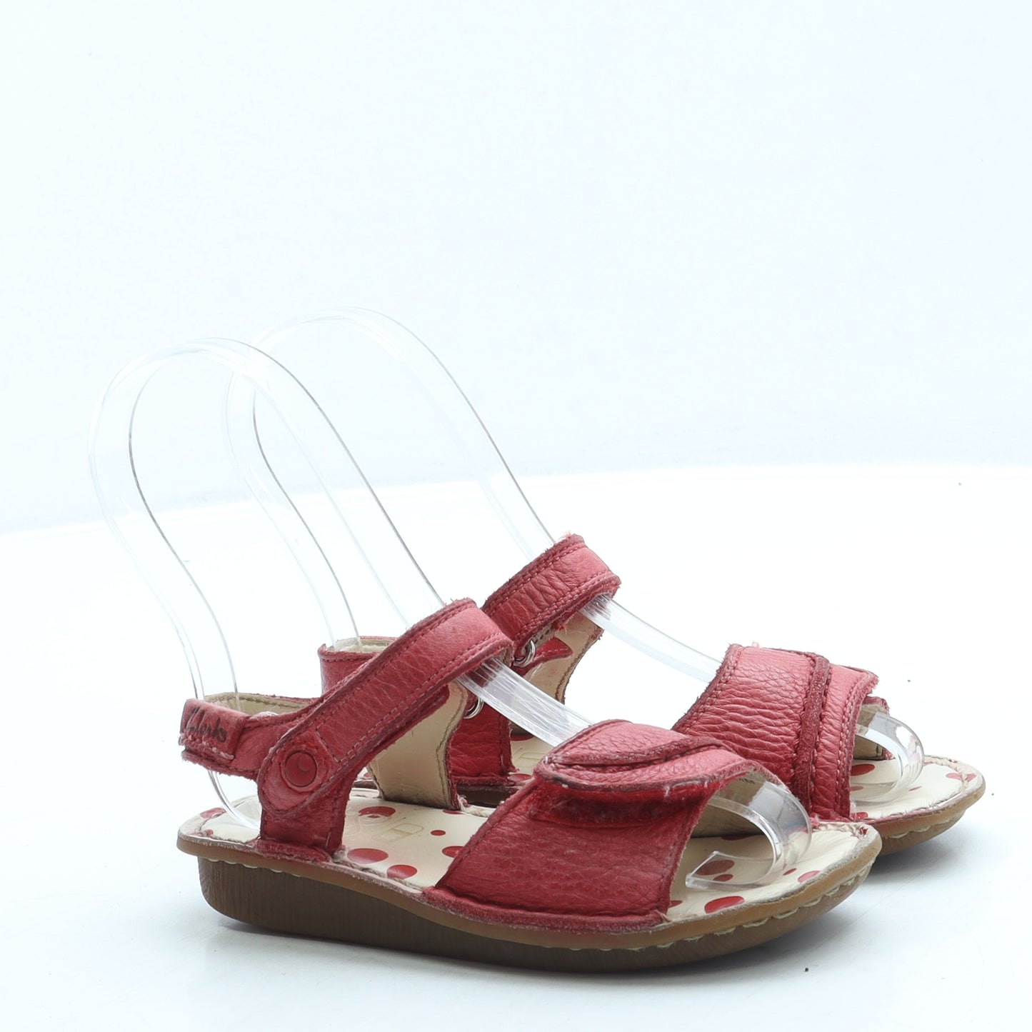 Clarks Girls Red Leather Strappy Sandal UK 8.5
