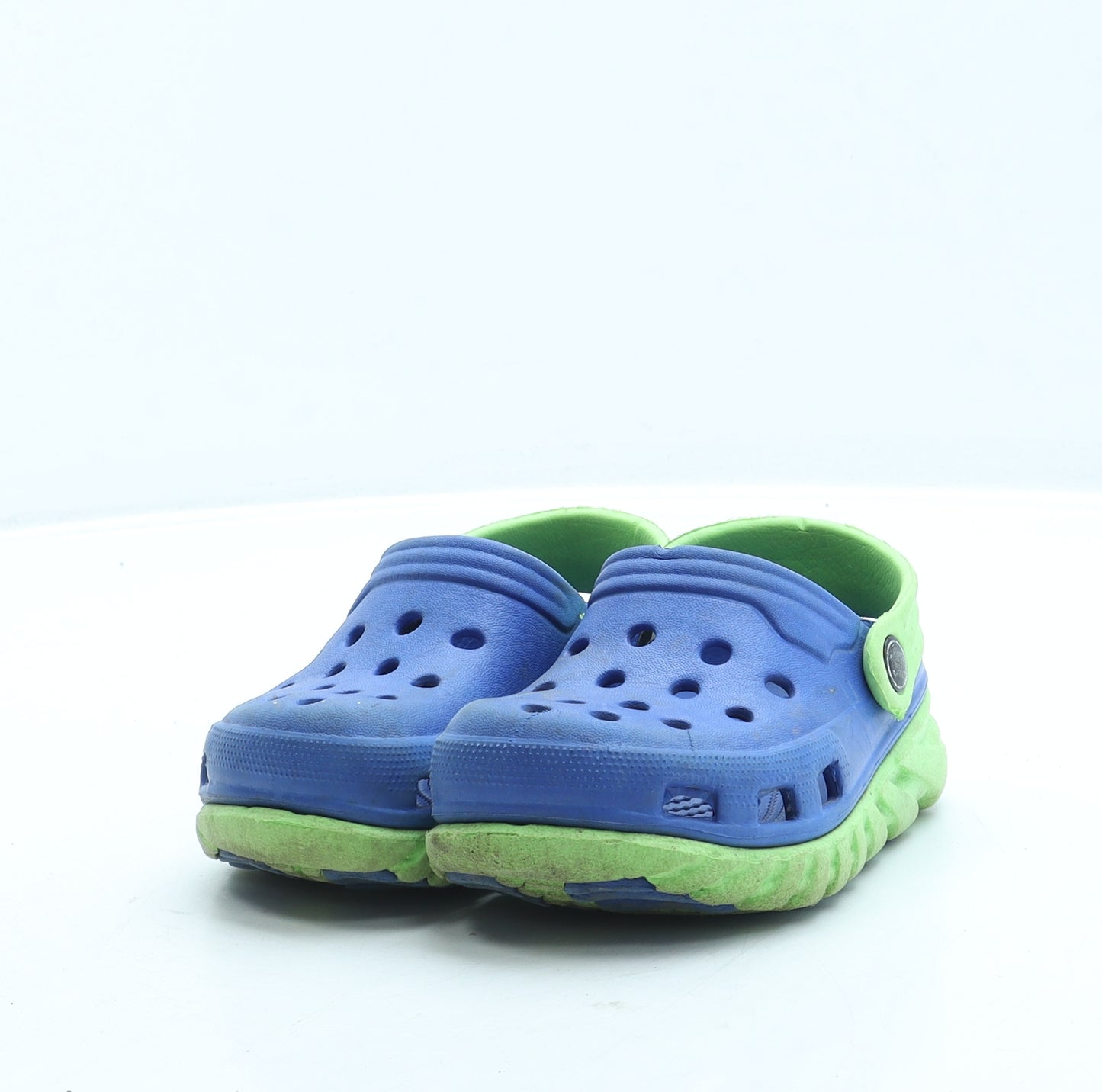 Preworn Boys Blue Colourblock Rubber Clog Sandal UK 7.5 25