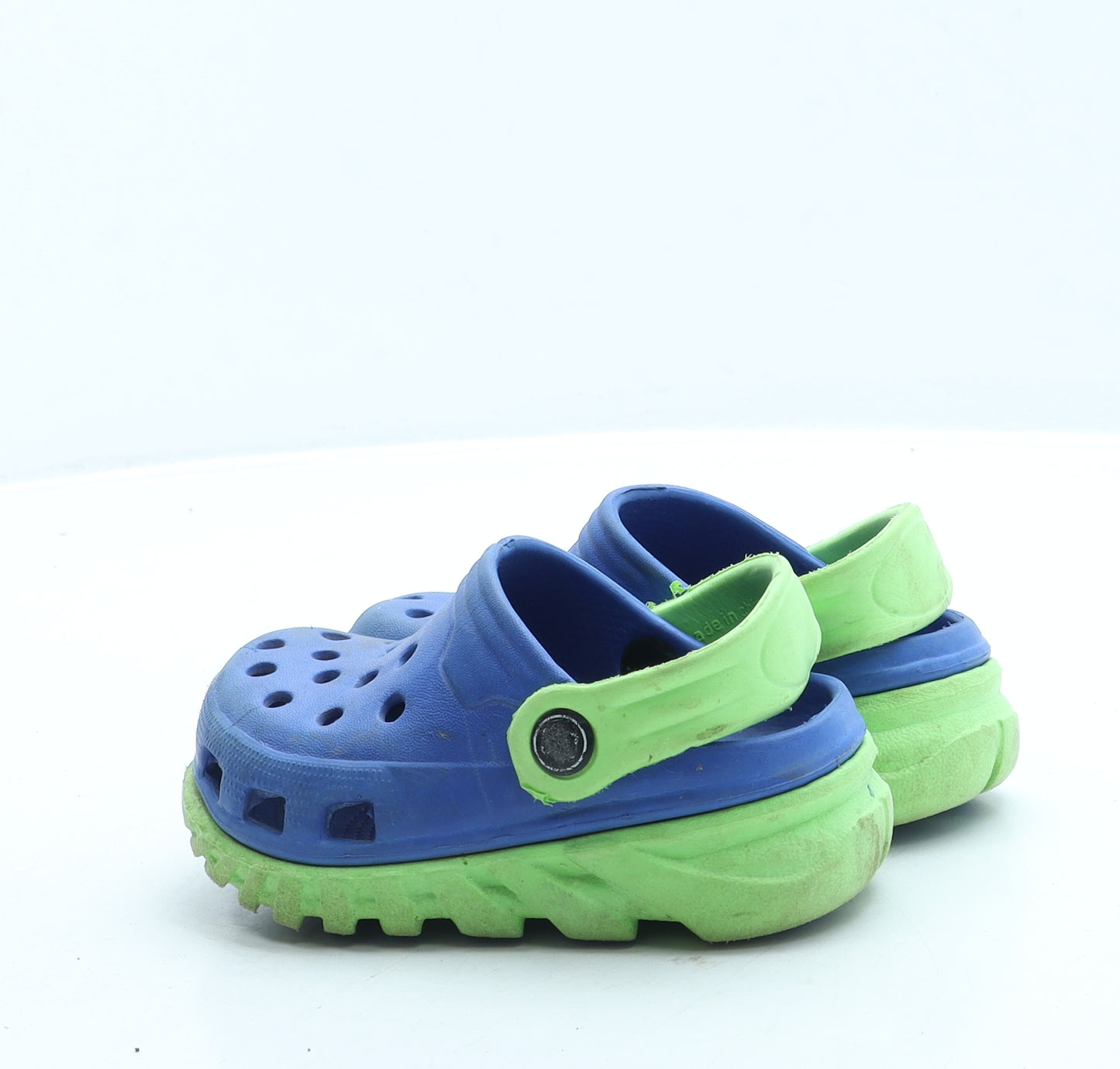 Preworn Boys Blue Colourblock Rubber Clog Sandal UK 7.5 25