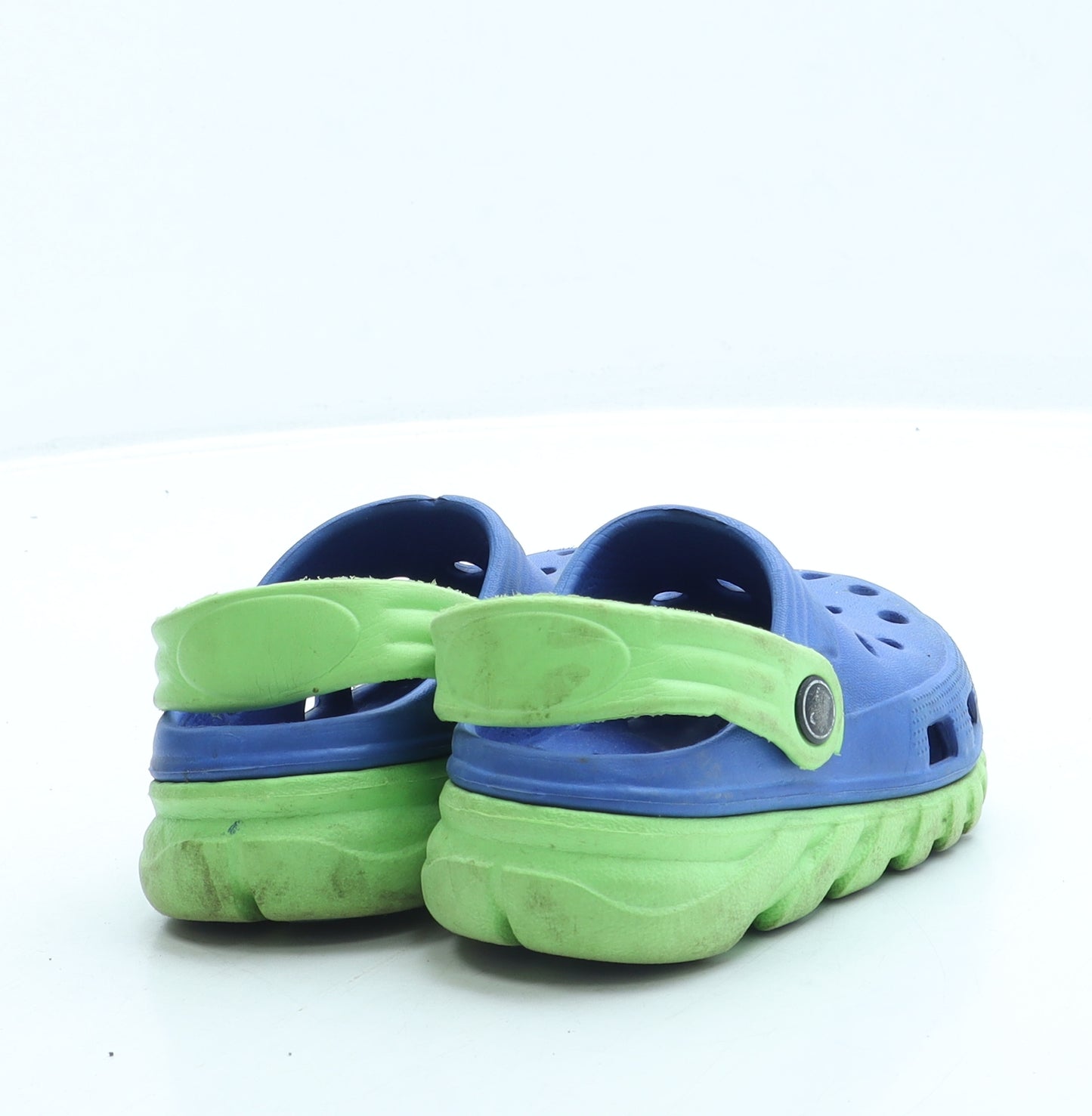 Preworn Boys Blue Colourblock Rubber Clog Sandal UK 7.5 25