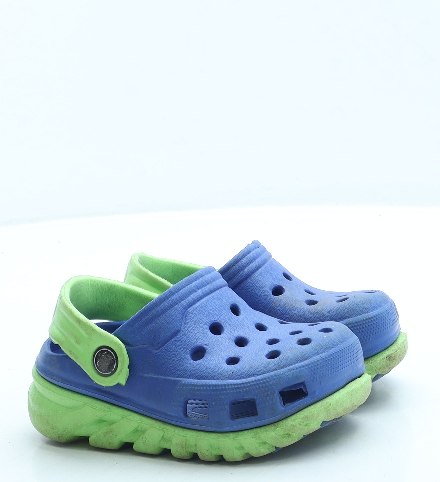 Preworn Boys Blue Colourblock Rubber Clog Sandal UK 7.5 25