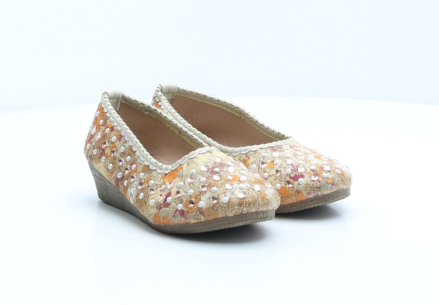 Preworn Girls Multicoloured Floral Polyester Ballet Casual UK 1 34