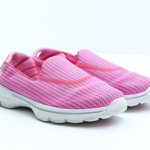Skechers Womens Pink Striped Polyester Trainer UK 6 39