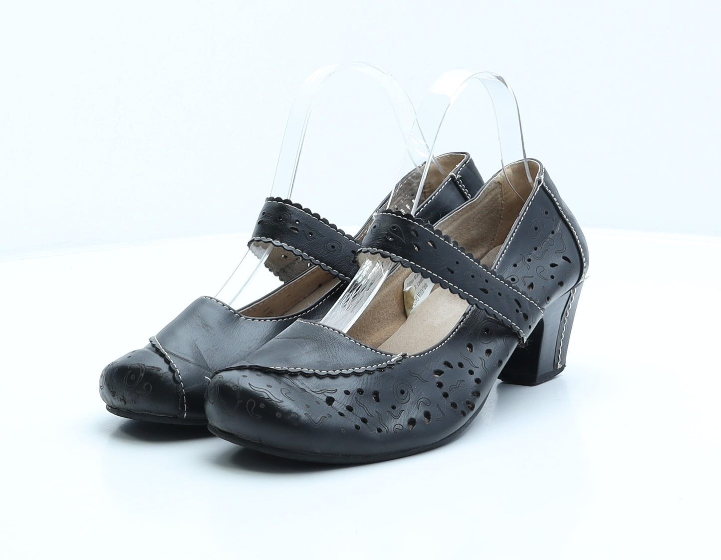Manfield Womens Black Geometric Synthetic Court Heel UK 6 39
