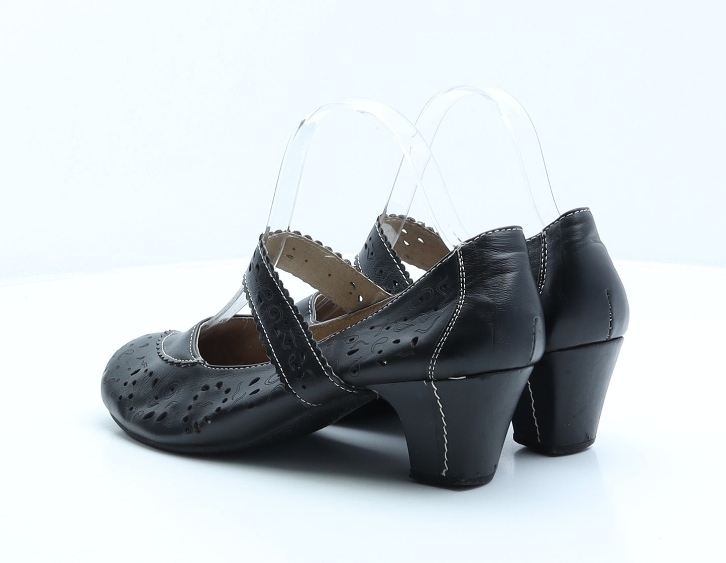 Manfield Womens Black Geometric Synthetic Court Heel UK 6 39
