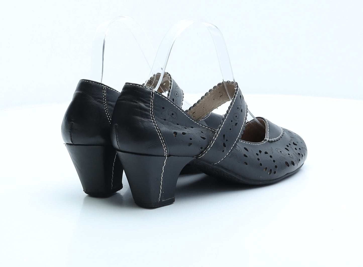 Manfield Womens Black Geometric Synthetic Court Heel UK 6 39