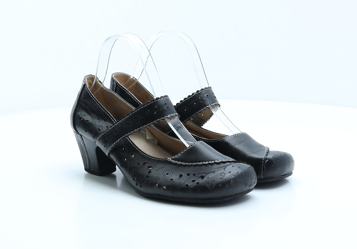 Manfield Womens Black Geometric Synthetic Court Heel UK 6 39