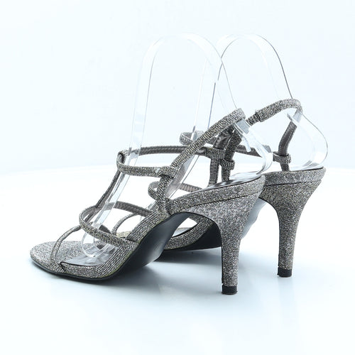 George Womens Silver Polyester Strappy Heel UK 5 38