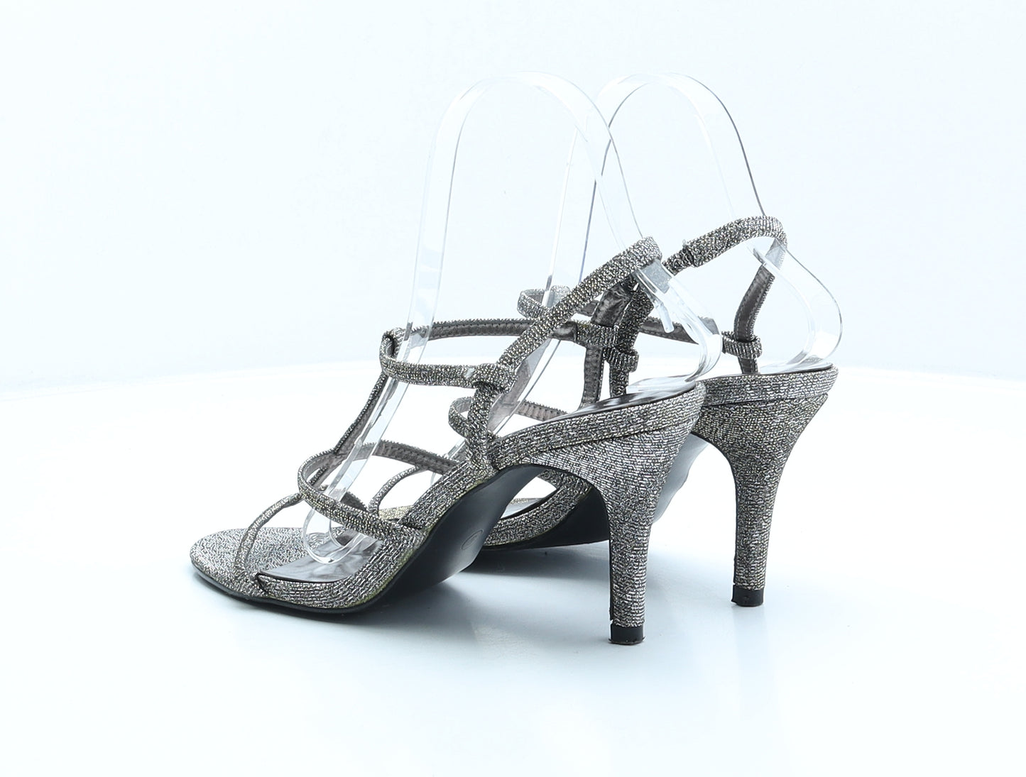 George Womens Silver Polyester Strappy Heel UK 5 38