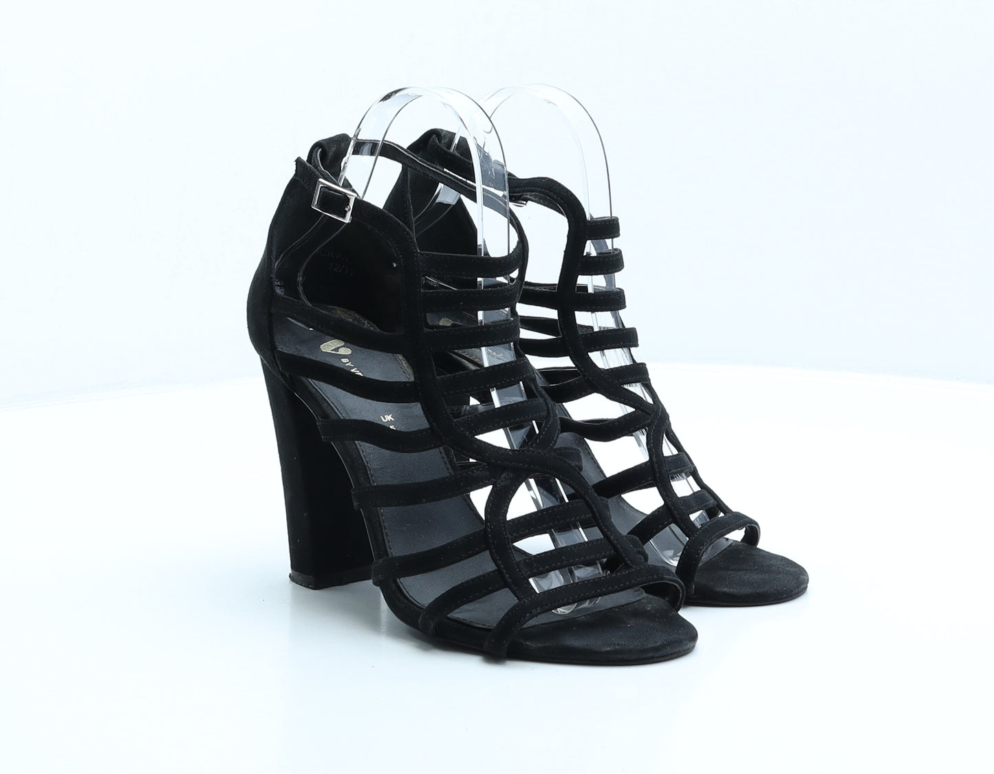 V by Very Womens Black Polyester Gladiator Heel UK 5