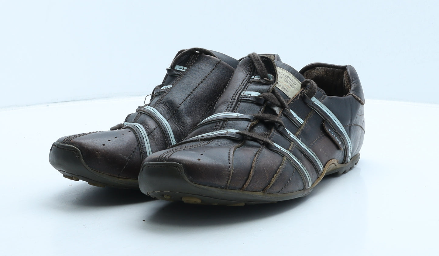 Kickers Mens Brown Geometric Leather Trainer Casual UK 10 44