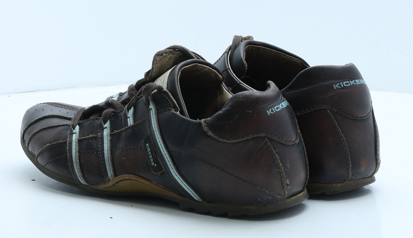 Kickers Mens Brown Geometric Leather Trainer Casual UK 10 44