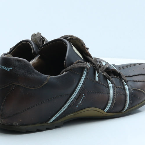 Kickers Mens Brown Geometric Leather Trainer Casual UK 10 44