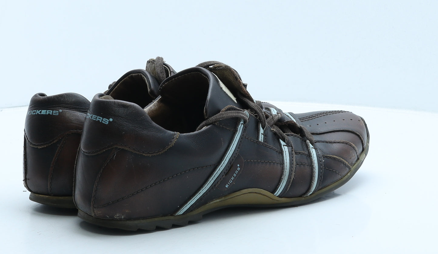 Kickers Mens Brown Geometric Leather Trainer Casual UK 10 44