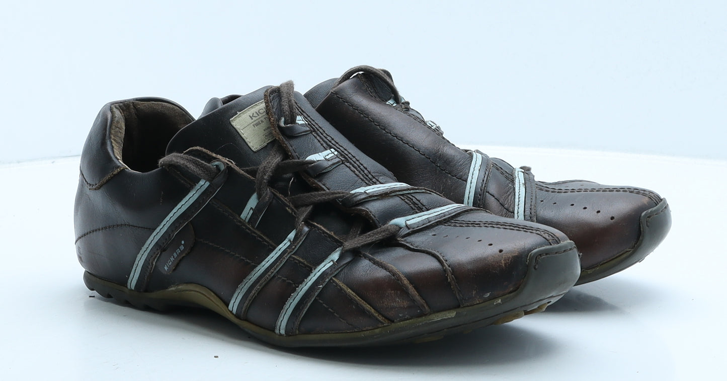 Kickers Mens Brown Geometric Leather Trainer Casual UK 10 44