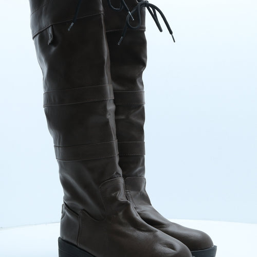 Preworn Womens Brown Leather Slip On Boot UK 8 42