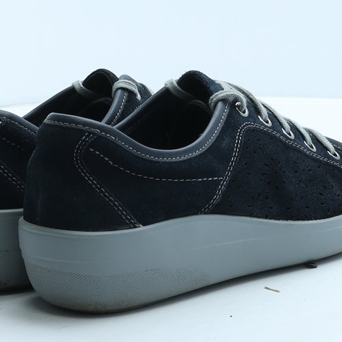 FootGlove Womens Blue Geometric Leather Trainer Casual UK 5