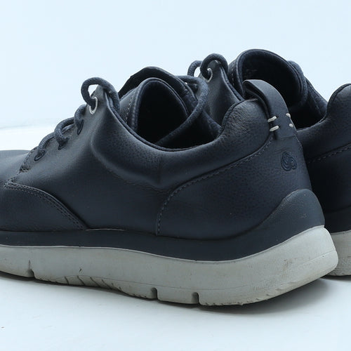 Clarks Mens Blue Leather Trainer Casual UK 9.5 44