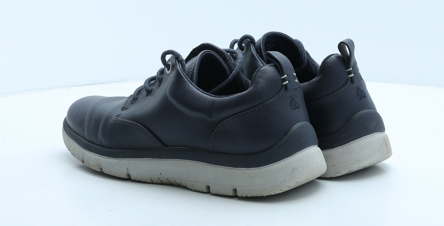 Clarks Mens Blue Leather Trainer Casual UK 9.5 44
