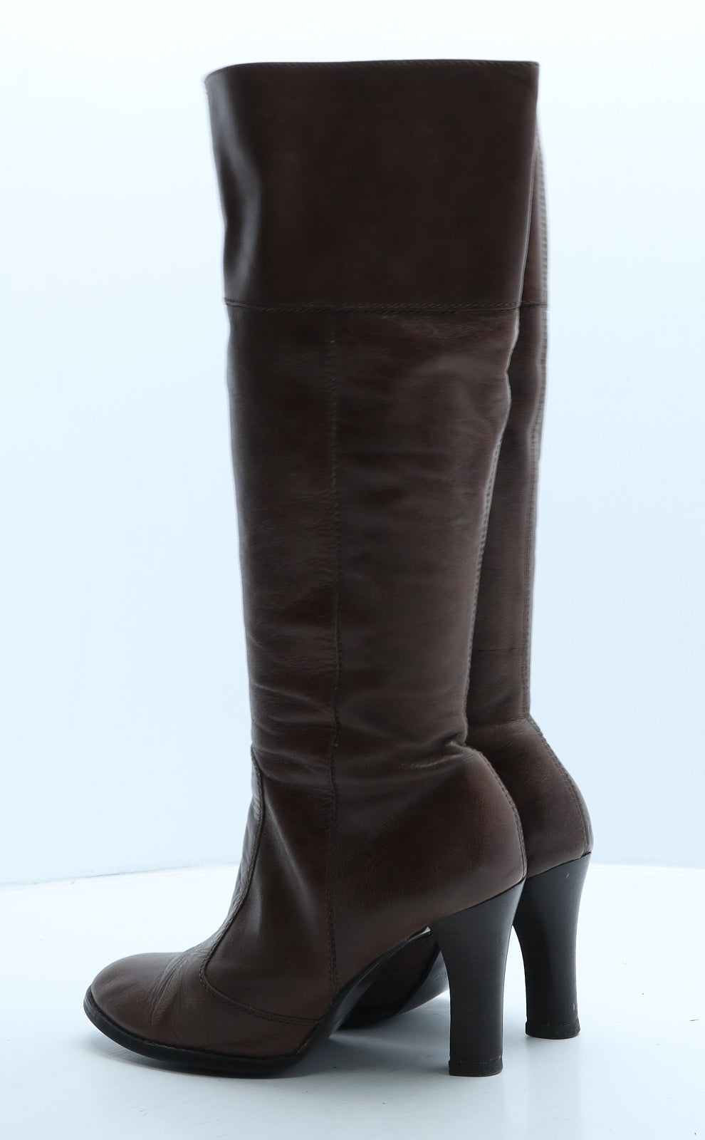 Preworn Womens Brown Leather Slip On Boot UK 4 37